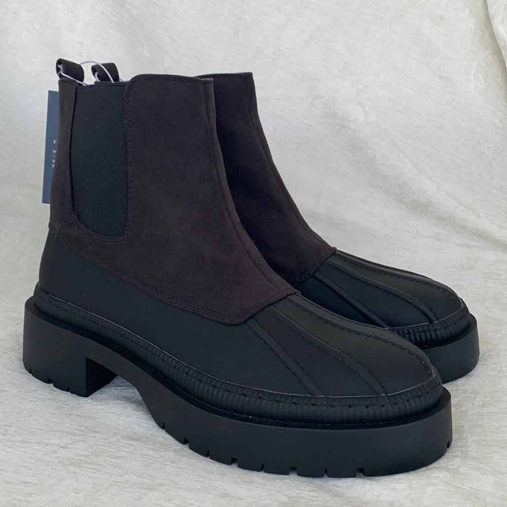 Universal Thread Ella Chelsea Black Lugged Sole Water Repellent Duck Boo…